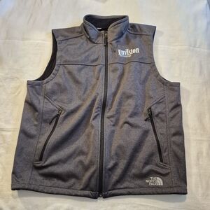 North Face men's XL gray micro fleece lined vest has embroidered logo EUC